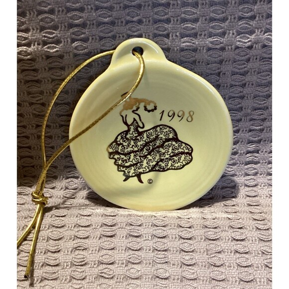 Fiesta Homer Laughlin Dancing Lady 1998 Yellow Plate Shaped Christmas Ornament - Picture 1 of 5